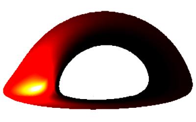 Simulierte Emission eines um 80 Grad geneigten Materierings direkt am rotierenden Schwarzen Loch