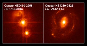 HST-Beobachtungen zweier Quasare OHNE Wirtsgalaxie