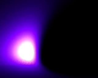 Simulation einer leuchtenden Gasscheibe um ein Schwarzes Loch