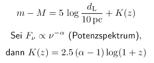 K-Korrektur im Distanzmodul bei Potenzspektrum