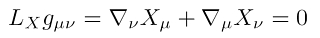 Killing-Gleichung mit Killing-Vektorfeldern X