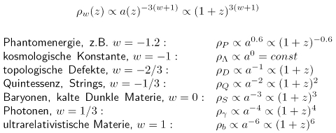w-parameter und Entwicklung mit Rotverschiebung