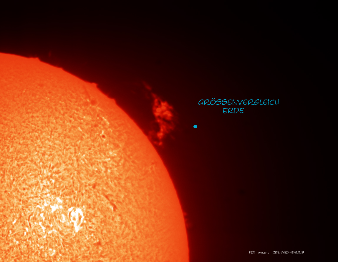 Größenvergleich Erde Protuberanz Spektrum der Wissenschaft