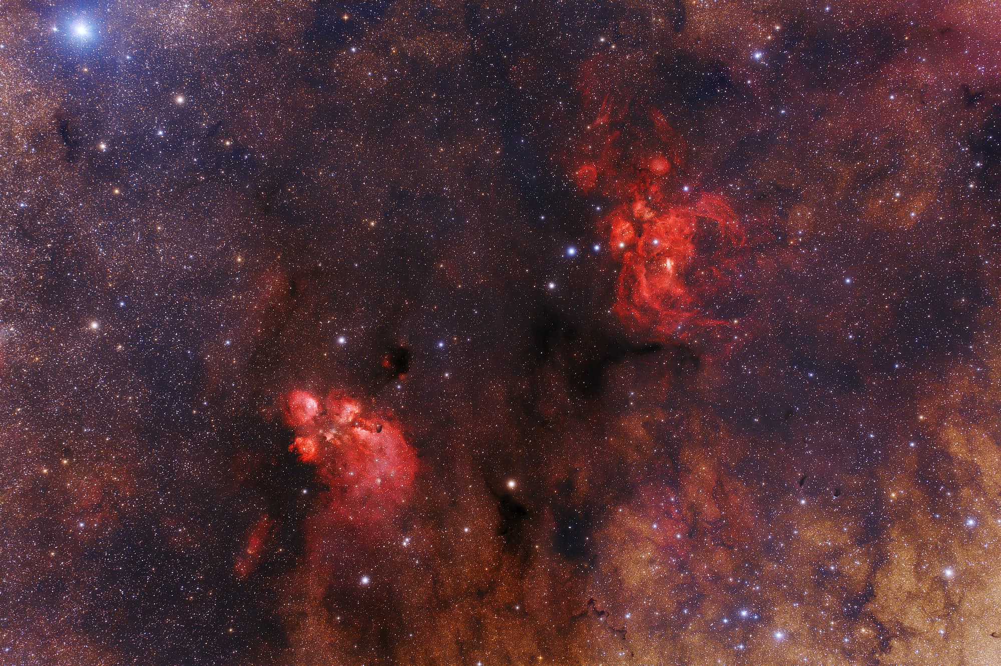 NGC 6334 und NGC 6357 Spektrum der Wissenschaft