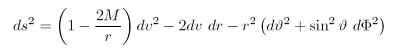 Linienelement der Schwarzschild-Lösung in avancierter Eddington-Finkelstein-Form
