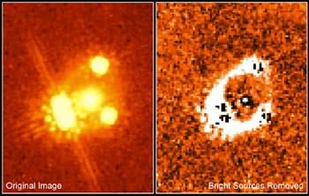 Quasar QSO-PG1115+080 als Vierfachbild, beobachtet mit dem HST