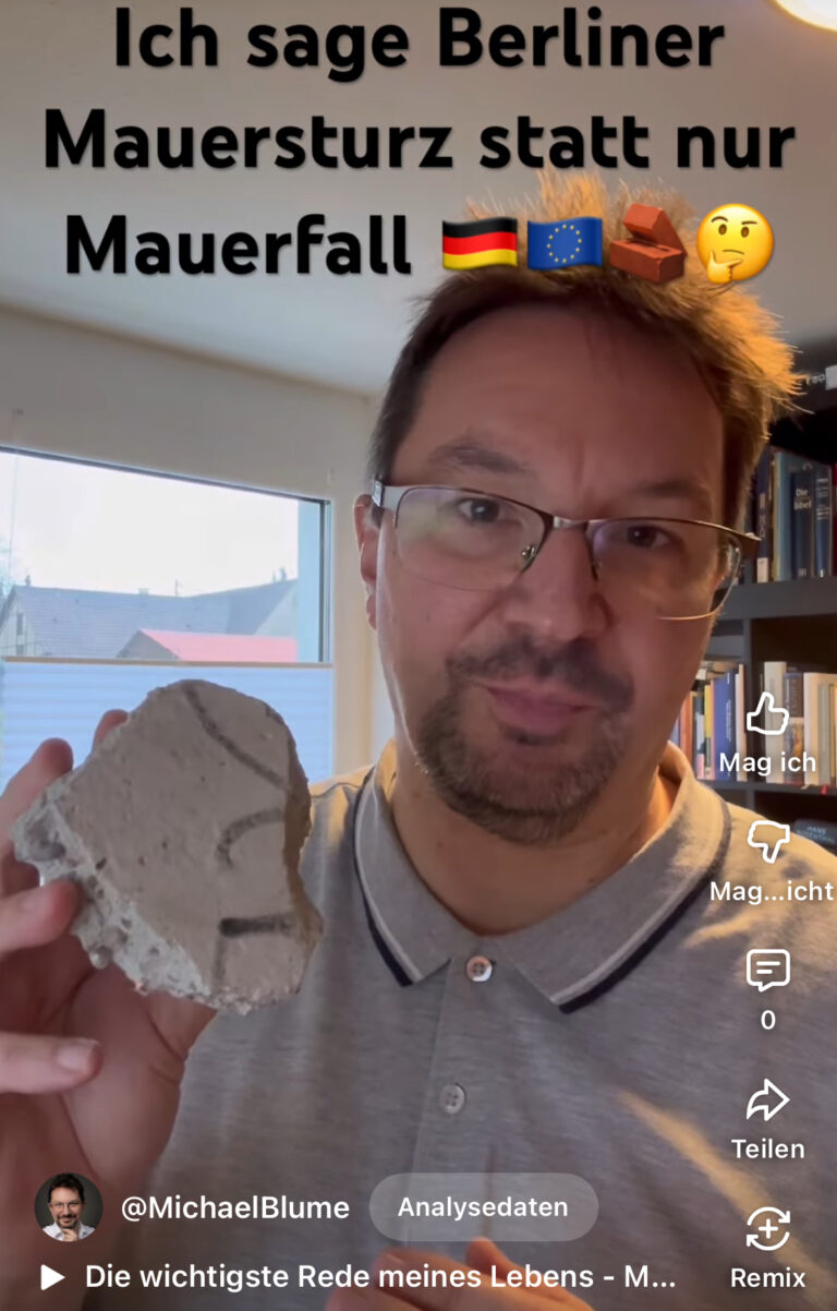 Gedanken zum 9. November: Ich sage lieber Berliner Mauersturz statt nur Mauerfall